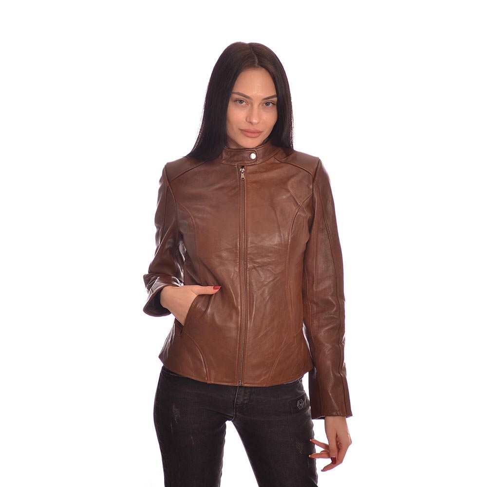 Дамско яке от естествена кожа модел W2002 brown